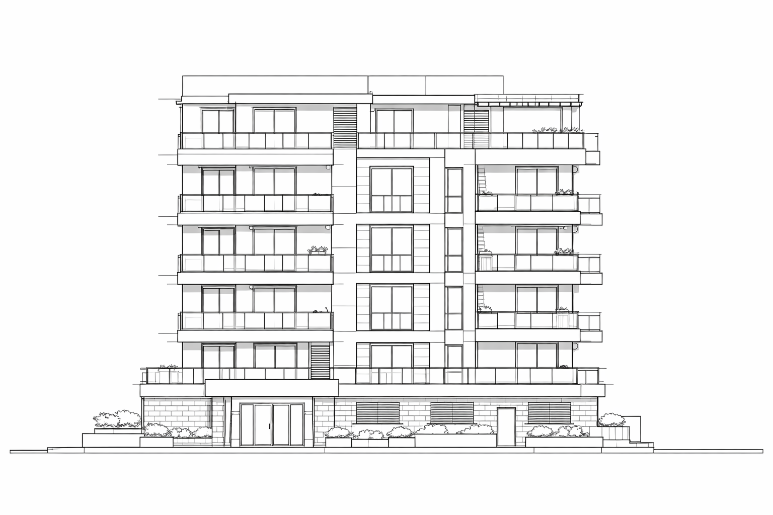 Planos de delineación de un edificio residencial