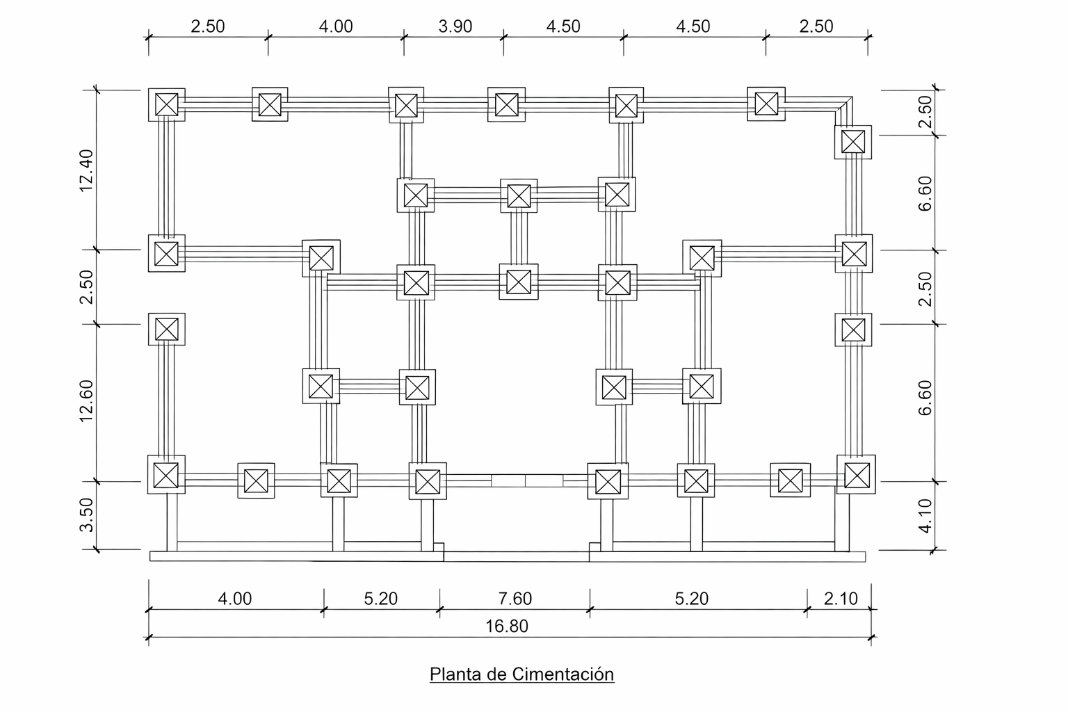 Plano CAD de estructura y cimentación
